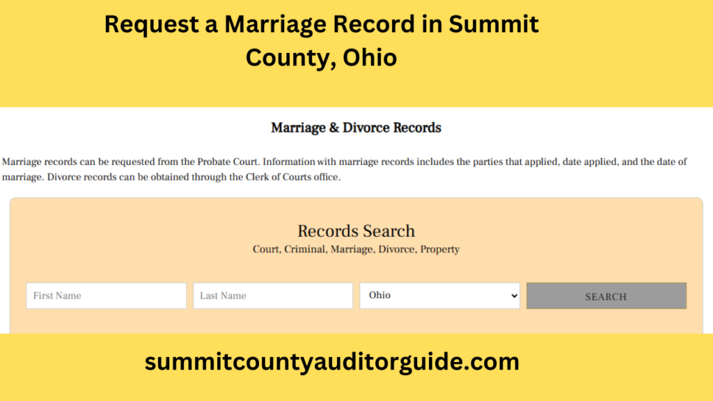 Request a Marriage Record in Summit County