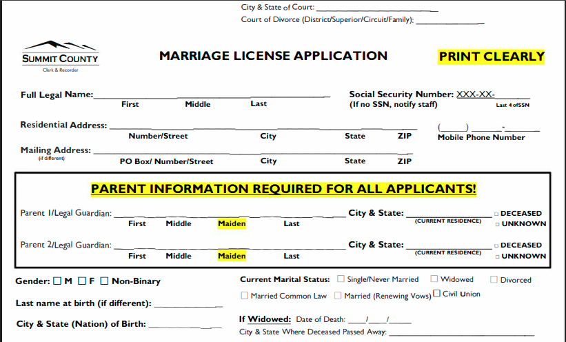 How to Request a Marriage Record in Summit County