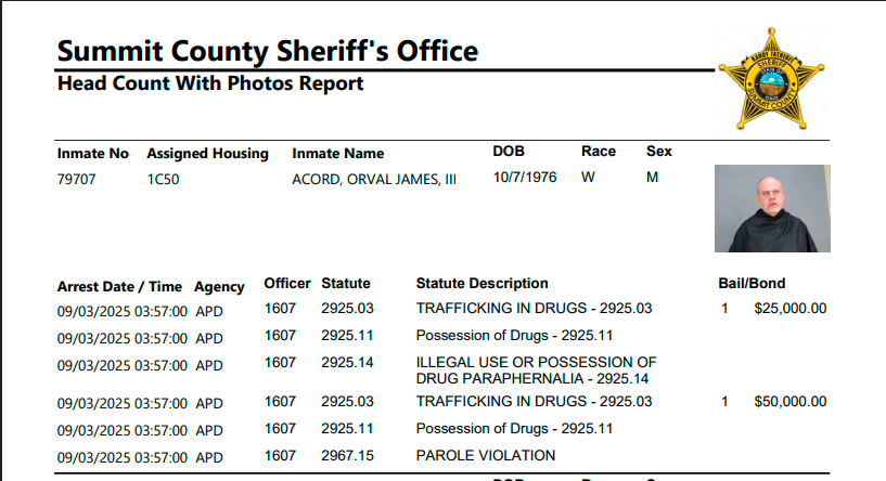 summit county ohio jail mugshot