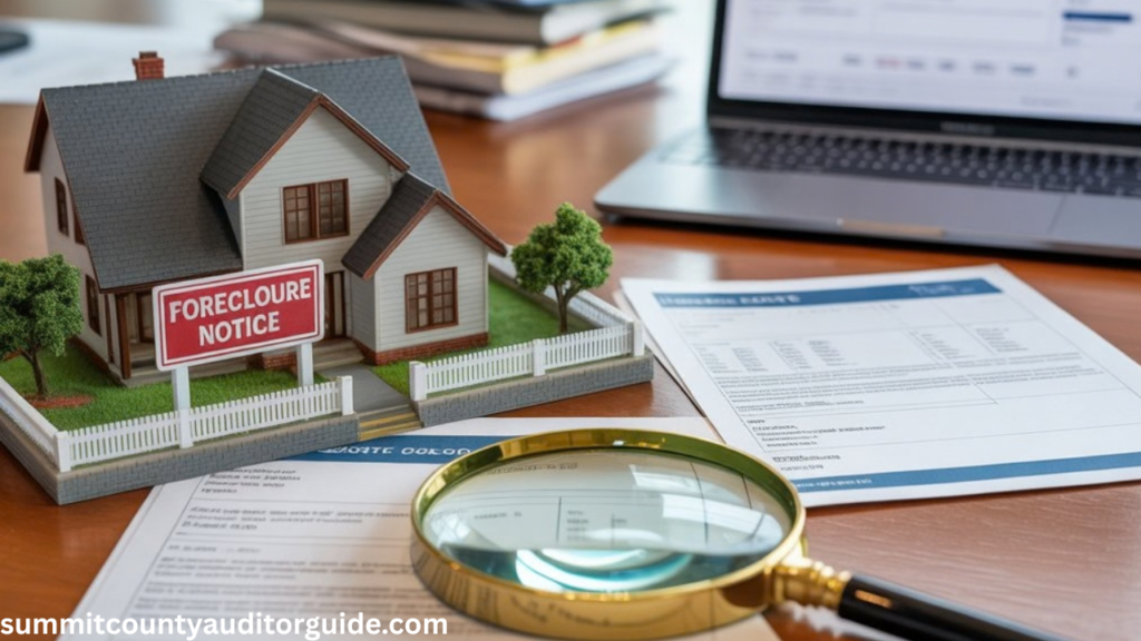 Example of Summit County foreclosure property records and auction listing search